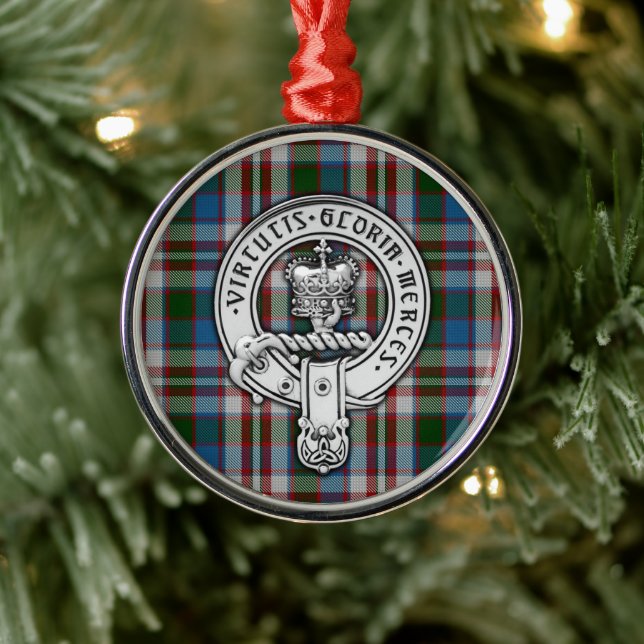 Ornamento De Metal Clan Donnachaidh (Robertson) Crest & Dress Tartan (Árvore)