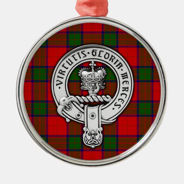 Ornamento De Metal Clan Donnachaidh (Robertson) Crest & Tartan (Frente)