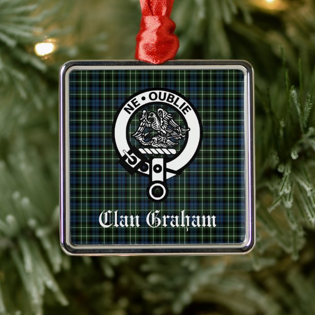 Ornamento De Metal Clan Graham Montrose Tartan & Crest Personalizados (Árvore)