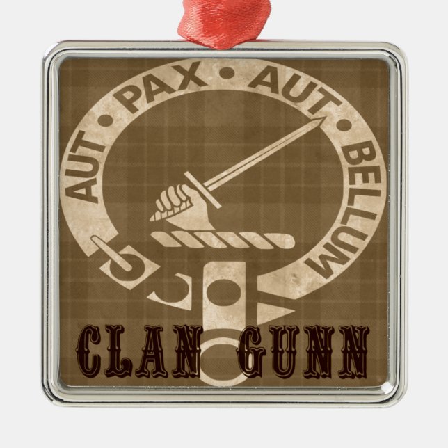 Ornamento De Metal Clan Gunn Crest Crachá - Sepia (Frente)