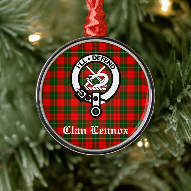 Ornamento De Metal Clan Lennox Crest Crachá & Tartan (Árvore)