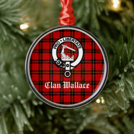 Ornamento De Metal Clan Wallace Crest Crachá e Tartan personalizados