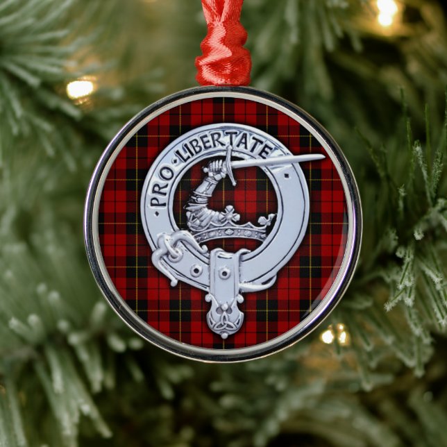 Ornamento De Metal Clan Wallace Crest & Tartan (Árvore)