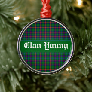 Ornamento De Metal Clan Young Tartan Xadrez Personalizada