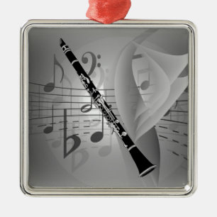Ornamento De Metal Clarinet com Acentos Musicais