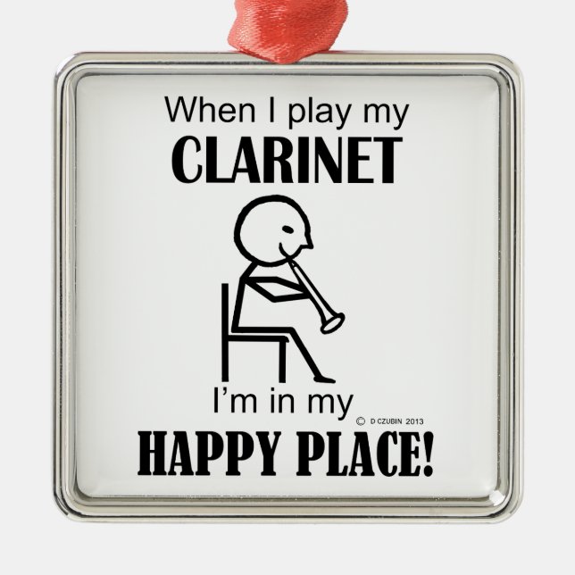 Ornamento De Metal Clarinet Happy Place (Frente)
