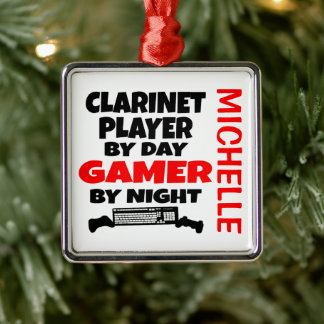 Ornamento De Metal Clarinet Player ama Reproduzir Videos games