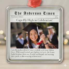 Ornamento De Metal Classe de Graduação do Newspaper 2025 Photo Keepsa