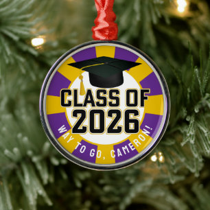 Ornamento De Metal Classe Letterman de Graduação 2026