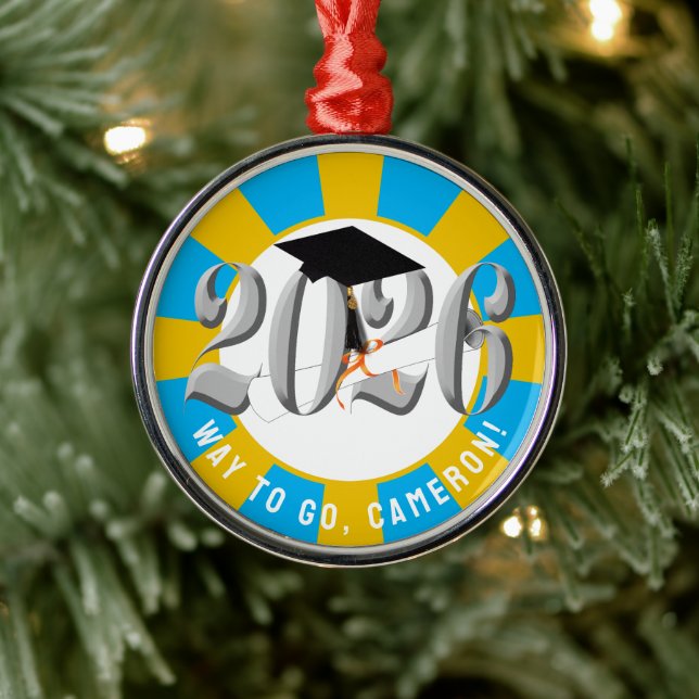 Ornamento De Metal Classe prateada de graduação de 2026 (Árvore)