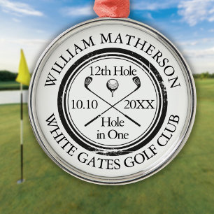 Ornamento De Metal Clássico Personalizado de Golfe Hole in One