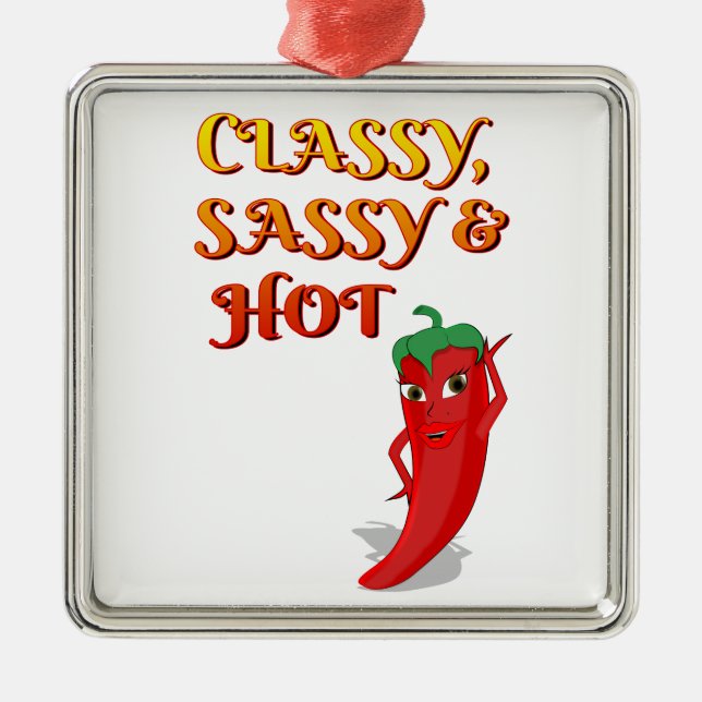Ornamento De Metal Clássico Sassy E Pepper Diva (Frente)