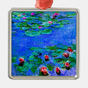 Ornamento De Metal Claude Monet art: Lírios d'água (vermelho)