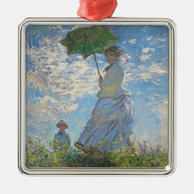 Ornamento De Metal Claude Monet | Mulher com Parasol (Frente)