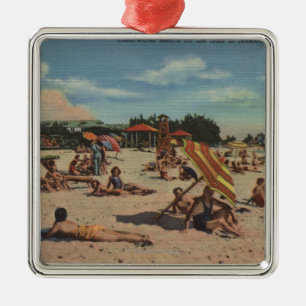 Ornamento De Metal Clearwater, FL - Sunbathers na praia de Clearwater