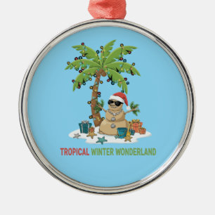 Ornamento De Metal Clima Tropical de Inverno   Natal Divertido
