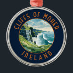 Ornamento De Metal Clipes do Círculo de Circulação Retrovisora da Irl<br><div class="desc">Clipes de design de arte vetorial de Mher. Os Cliff of Moher são penhascos marinhos localizados no extremo sudoeste da região de Burren,  em County Clare,  Irlanda.</div>