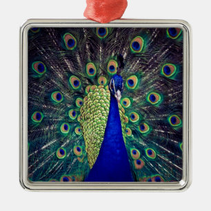 Ornamento De Metal Cobalto Blue Peacock