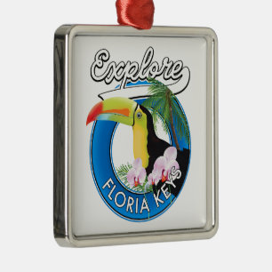 Ornamento De Metal Cobertor de flanela com logotipo retrô das Florida