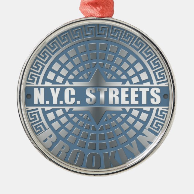 Ornamento De Metal Cobrir Brooklyn Blue (Frente)