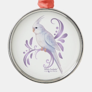 Ornamento De Metal Cockatiel branco