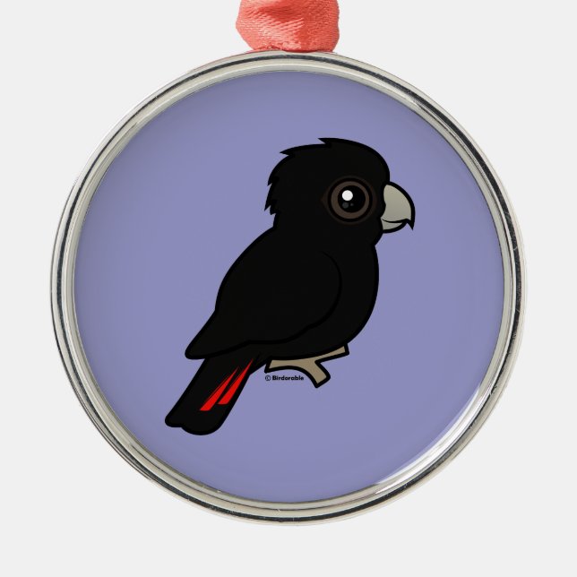 Ornamento De Metal Cockatoo preto Vermelho-atado (Frente)