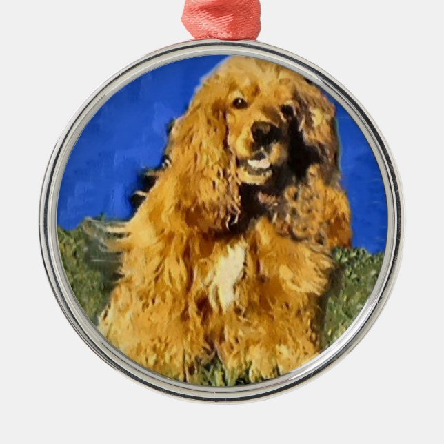 Ornamento De Metal Cocker Spaniel Art (Frente)