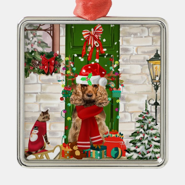 Ornamento De Metal Cocker Spaniel Dog Natal Cerâmica Christm (Frente)