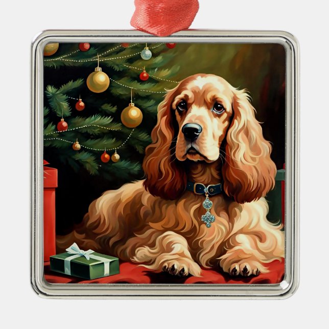 Ornamento De Metal Cocker Spaniel Natal (Frente)