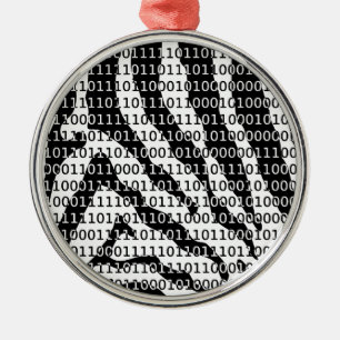 Ornamento De Metal Código Binário Zebra Preto e Branco