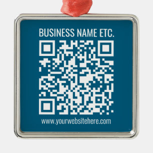 Ornamento De Metal Código QR azul oceano editável