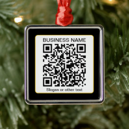 Ornamento De Metal Código QR editável digitalizável + nome da sua emp