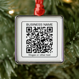 Ornamento De Metal Código QR editável e escaneável + Nome da sua Empr