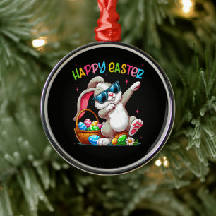 Ornamento De Metal Coelhinho Dabbing Engraçado Páscoa Feliz Páscoa