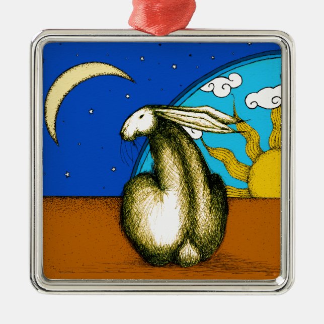 ORNAMENTO DE METAL COELHO CELESTIAL (Frente)