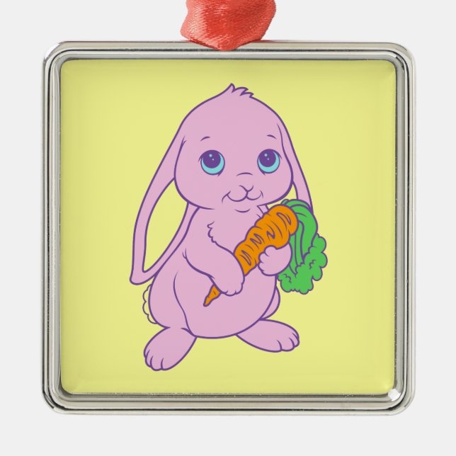 Ornamento De Metal Coelho Coelho Cartoon Cute Kawaii Cenoura (Frente)