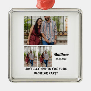 Ornamento De Metal Colagem de Fotografias personalizada 3 do Bachelor