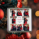 Ornamento De Metal Colagem de Fotografias Românticas de Amor com Dia<br><div class="desc">Este belo presente de ornamento de Feliz dia de os namorados tem uma escrita vermelha arrojada no centro e os seus nomes rodeados por 8 fotografias de casal românticas ao redor da fronteira. Selecione as fotografias mais doces do seu relacionamento para fazer uma doce colagem fotográfica para seu namorado, namorada,...</div>