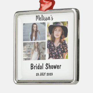 Ornamento De Metal Colagem de Fotos do Chá de panela 3 Personalizado