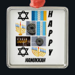 Ornamento De Metal Colagem de Fotos Personalizada Moderna do Hanukkah<br><div class="desc">Colagem de Fotos Moderna Personalizada do Hanukkah 9. Faça um produto exclusivo usando suas próprias fotos e texto.</div>