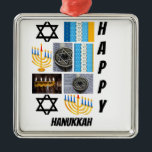 Ornamento De Metal Colagem de Fotos Personalizada Moderna do Hanukkah<br><div class="desc">Colagem de Fotos Moderna Personalizada do Hanukkah 9. Faça um produto exclusivo usando suas próprias fotos e texto.</div>