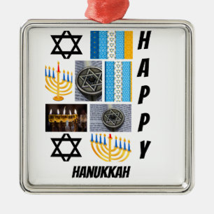 Ornamento De Metal Colagem de Fotos Personalizada Moderna do Hanukkah