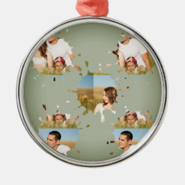 Ornamento De Metal Colagem simples e elegante de fotos em círculo per