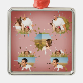 Ornamento De Metal Colagem simples e elegante de fotos em círculo per