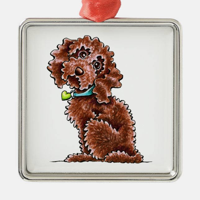 Ornamento De Metal Colar Cardíaca Cockapoo Chocolate (Frente)