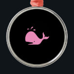 Ornamento De Metal Colar da baleia de Glow_Pink-on-Black do oceano<br><div class="desc">Decore sua árvore do feriado com um fulgor atraente do oceano, ícones marítimos, enfeites de natal cor-de-rosa-em-pretos do prêmio do design da baleia. Ou, vestir-los gostam de uma colar. Nenhum solha! É inteiramente customizável, demasiado. Você pode mudar o tamanho, posição, cor, e, o número de baleias cor-de-rosa, junto com a...</div>