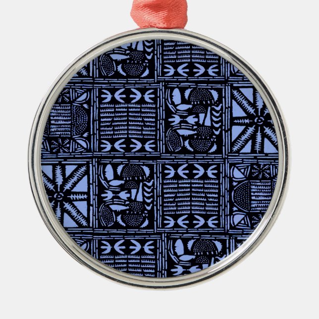 Ornamento De Metal Colcha Batik Índigo - Azul (Frente)