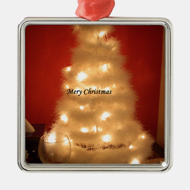 Ornamento De Metal Coleção de Árvores de Natal Branco Desordenado (Frente)