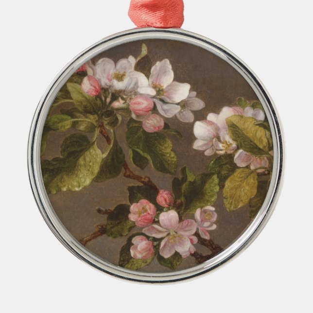 Ornamento De Metal Colibri e flores de Apple (Frente)