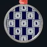 Ornamento De Metal Collage Delft azulejos azuis<br><div class="desc">Collage Delft azulejos azuis</div>